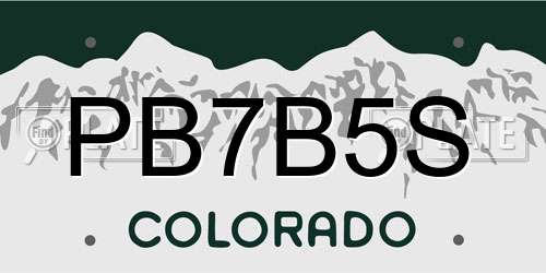 PB7B5S Colorado License Plate