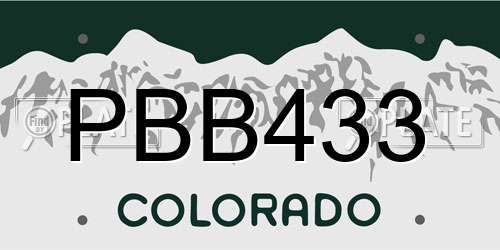 PBB433 Colorado License Plate