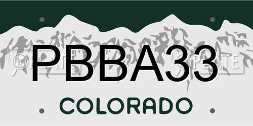 PBBA33 Colorado License Plate