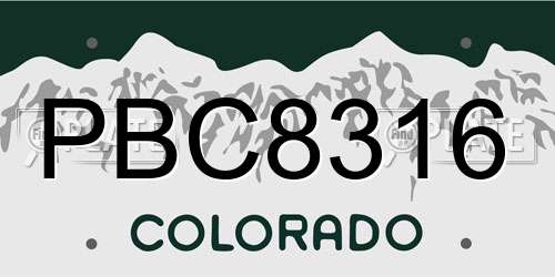 PBC8316 Colorado License Plate