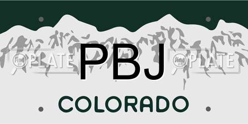 PBJ Colorado License Plate