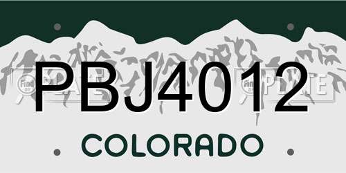 PBJ4012 Colorado License Plate