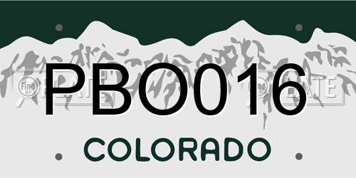 PBO016 Colorado License Plate