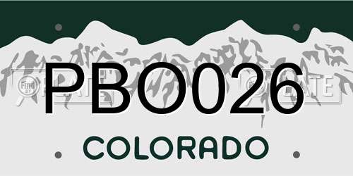 PBO026 Colorado License Plate