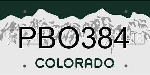 PBO384 Colorado License Plate