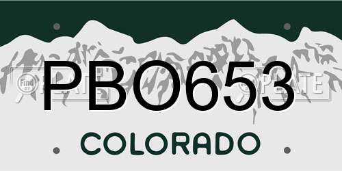 PBO653 Colorado License Plate