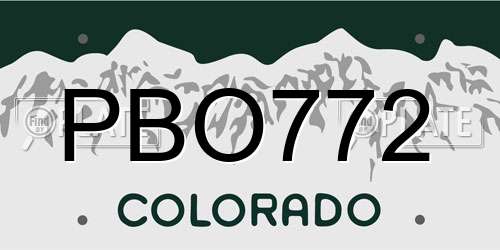 PBO772 Colorado License Plate