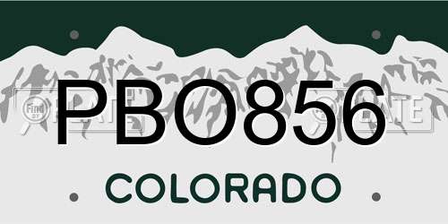 PBO856 Colorado License Plate