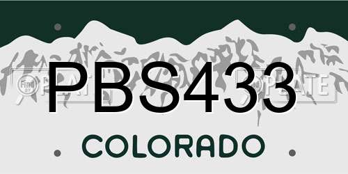 PBS433 Colorado License Plate