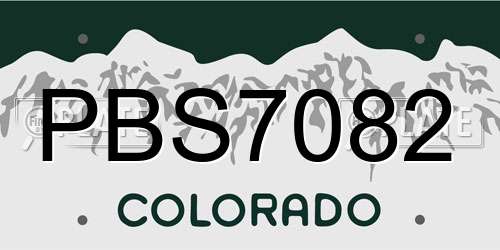 PBS7082 Colorado License Plate