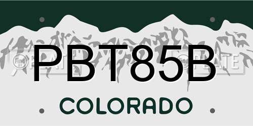 PBT85B Colorado License Plate
