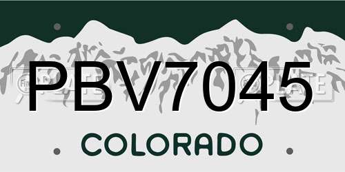 PBV7045 Colorado License Plate