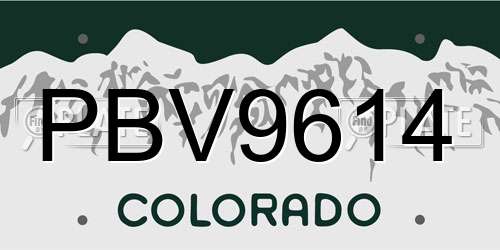 PBV9614 Colorado License Plate