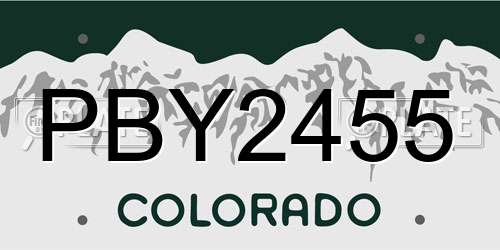 PBY2455 Colorado License Plate