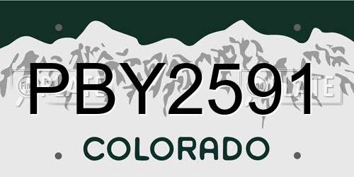 PBY2591 Colorado License Plate