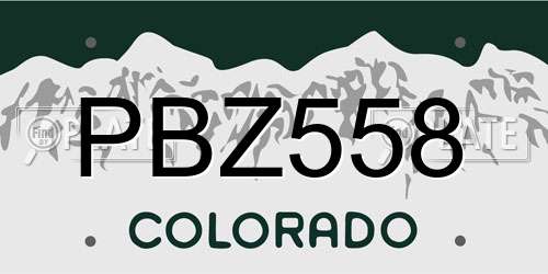 PBZ558 Colorado License Plate