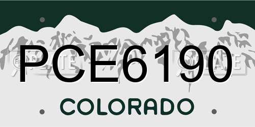 PCE6190 Colorado License Plate
