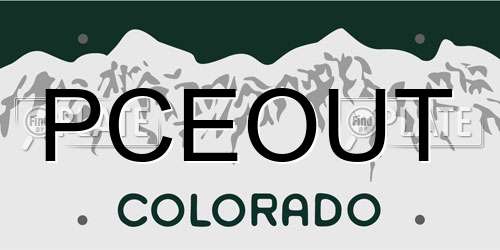PCEOUT Colorado License Plate