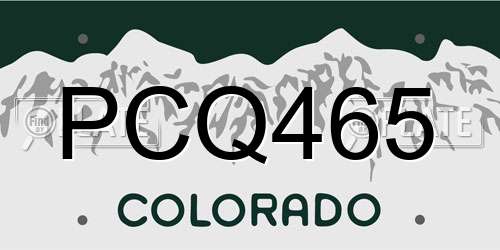 PCQ465 Colorado License Plate