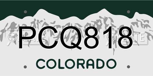 PCQ818 Colorado License Plate