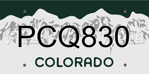 PCQ830 Colorado License Plate
