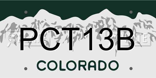 PCT13B Colorado License Plate