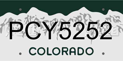 PCY5252 Colorado License Plate