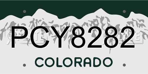 PCY8282 Colorado License Plate