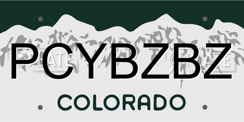 PCYBZBZ Colorado License Plate