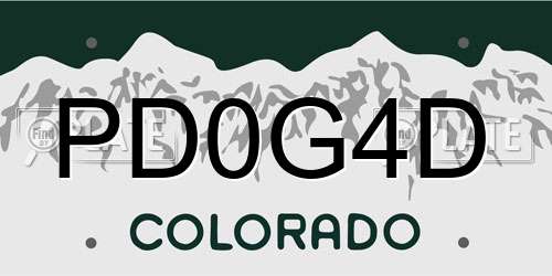 PD0G4D Colorado License Plate