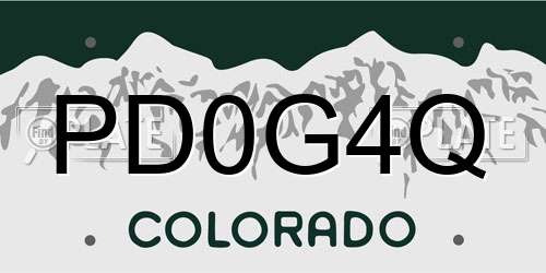 PD0G4Q Colorado License Plate