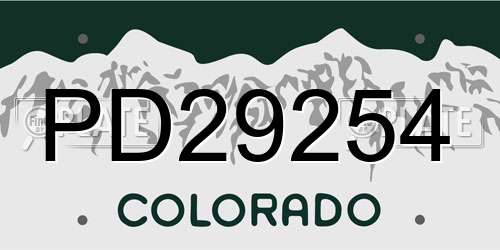 PD29254 Colorado License Plate