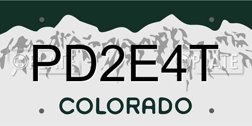 PD2E4T Colorado License Plate