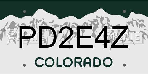 PD2E4Z Colorado License Plate