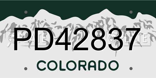 PD42837 Colorado License Plate