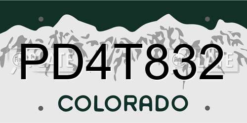 PD4T832 Colorado License Plate