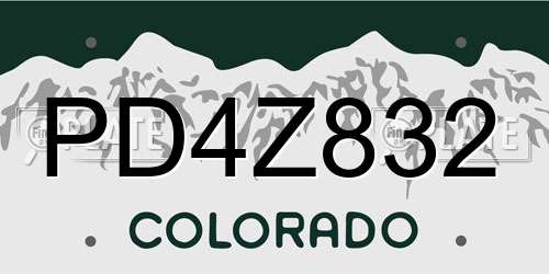 PD4Z832 Colorado License Plate