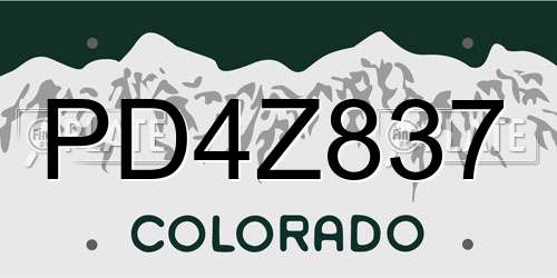 PD4Z837 Colorado License Plate