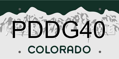 PDDG40 Colorado License Plate
