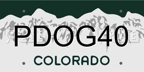 PDOG40 Colorado License Plate