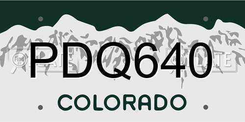 PDQ640 Colorado License Plate