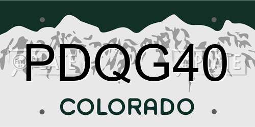 PDQG40 Colorado License Plate