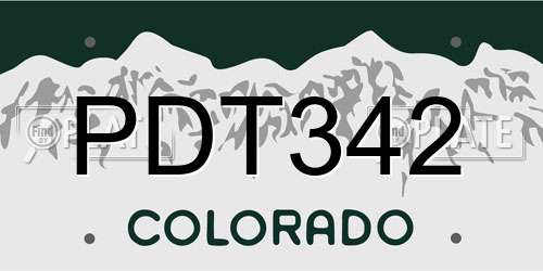 PDT342 Colorado License Plate