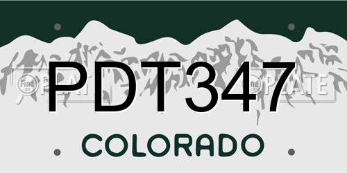 PDT347 Colorado License Plate