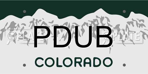 PDUB Colorado License Plate