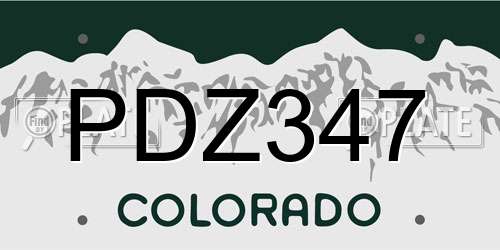 PDZ347 Colorado License Plate