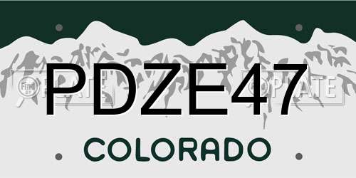 PDZE47 Colorado License Plate