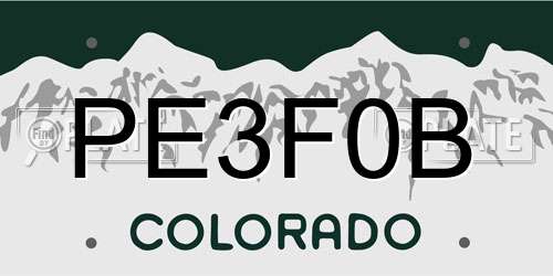 PE3F0B Colorado License Plate