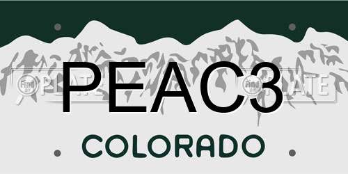 PEAC3 Colorado License Plate