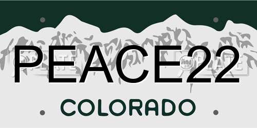 PEACE22 Colorado License Plate
